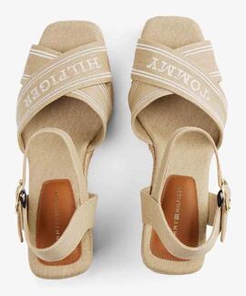 SANDALIAS DE CUÑA CON YUTE ESTILO ALPARGATA BEIGE