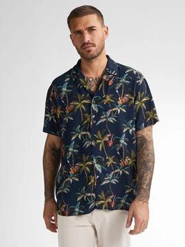 CAMISA MANGA CORTA ESTAMPADO INTEGRAL SEAFOREST AZUL MARINO