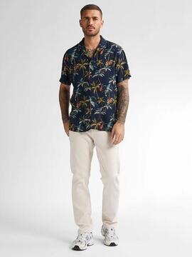 CAMISA MANGA CORTA ESTAMPADO INTEGRAL SEAFOREST AZUL MARINO