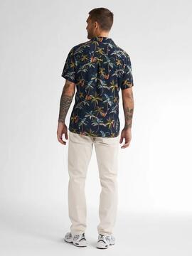 CAMISA MANGA CORTA ESTAMPADO INTEGRAL SEAFOREST AZUL MARINO