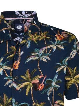 CAMISA MANGA CORTA ESTAMPADO INTEGRAL SEAFOREST AZUL MARINO