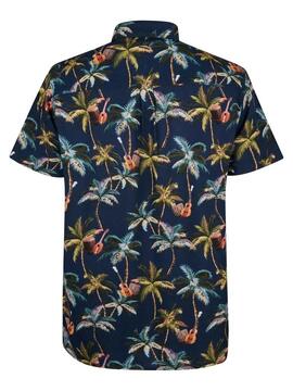 CAMISA MANGA CORTA ESTAMPADO INTEGRAL SEAFOREST AZUL MARINO