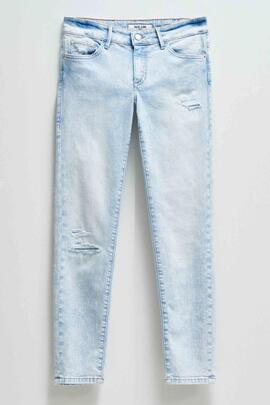 PANTALÓN VAQUERO WONDER CROPPED SKINNY AZUL BLEACH DESTROYED