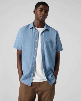 CAMISA MANGA CORTA SUNSET ONE POCKET CHAMBRAY AZUL