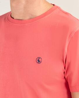 CAMISETA CUELLO CAJA GARMENT DYED ROJO CORAL