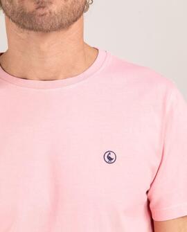CAMISETA CUELLO CAJA GARMENT DYED ROSA