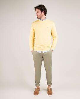 SUDADERA CUELLO CAJA GARMENT DYED MOSTAZA