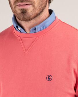 SUDADERA CUELLO CAJA GARMENT DYED ROJO CORAL