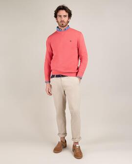 SUDADERA CUELLO CAJA GARMENT DYED ROJO CORAL