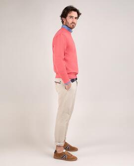 SUDADERA CUELLO CAJA GARMENT DYED ROJO CORAL