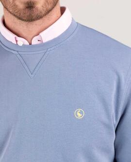 SUDADERA CUELLO CAJA GARMENT DYED AZUL