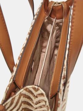 BOLSO DE MANO SILVANA RAFIA MARRÓN Y BEIGE