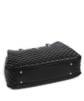BOLSO DE MANO RIANEE SATCHEL ECOPIEL PESPUNTEADA NEGRA
