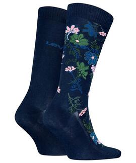 CALCETINES ALTOS LEVI’S® REGULAR CUT FLOWER 2 PAIRS BLUE