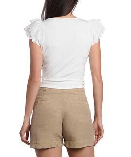 CAMISETA CON VOLANTES DAHLIA SANGALLO BLANCA
