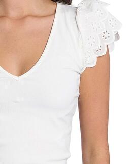 CAMISETA CON VOLANTES DAHLIA SANGALLO BLANCA