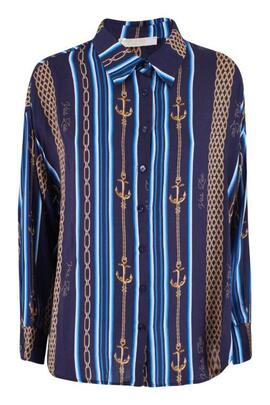 CAMISA MANGA LARGA AZUL MARINO CON ESTAMPADO MARINERO
