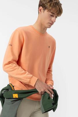 SUDADERA BÁSICA BORDADO A CONTRASTE GARMENT DYED MELOCOTÓN