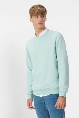 SUDADERA BÁSICA BORDADO A CONTRASTE GARMENT DYED TURQUESA