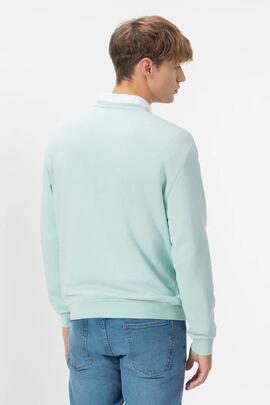 SUDADERA BÁSICA BORDADO A CONTRASTE GARMENT DYED TURQUESA