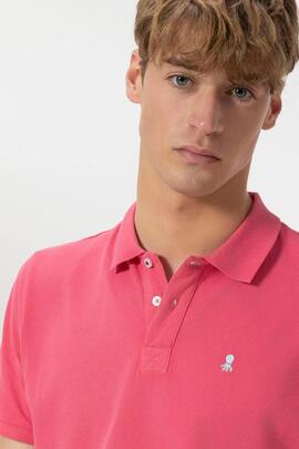 POLO LAVADO BORDADOS A CONTRASTE GARMENT DYED ROSA CHICLE