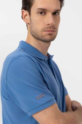 POLO LAVADO BORDADOS A CONTRASTE GARMENT DYED AZUL ÍNDIGO