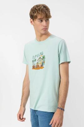 CAMISETA ESTAMPADO BEACH HOUSE GARMENT DYED AZUL TURQUESA