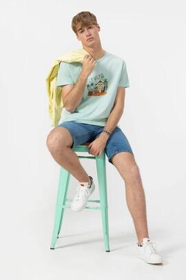 CAMISETA ESTAMPADO BEACH HOUSE GARMENT DYED AZUL TURQUESA