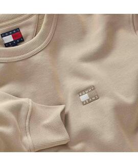 SUDADERA DE FELPA BEIGE CON PARCHE DE TOMMY JEANS