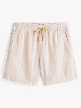 PANTALÓN CORTO TEXTURIZADO REGULAR FIT RAYAS BEIGE