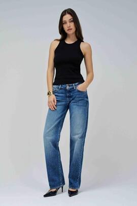 PANTALÓN VAQUERO LOW RISE STRAIGHT DENIM AZUL MEDIO
