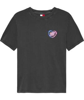 CAMISETA RELAXED FIT LOGOTIPO EFECTO NEON NEGRA FADE OUT
