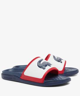 CHANCLAS LACOSTE SERVE SLIDE DUAL WHITE / NAVY / RED