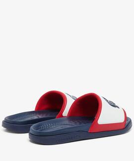 CHANCLAS LACOSTE SERVE SLIDE DUAL WHITE / NAVY / RED
