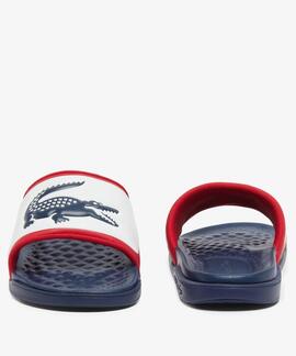 CHANCLAS LACOSTE SERVE SLIDE DUAL WHITE / NAVY / RED