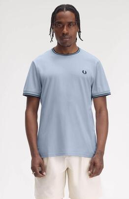 CAMISETA TWIN TIPPED M1588 Y58 LIGHT SMOKE / PETROL BLUE / N