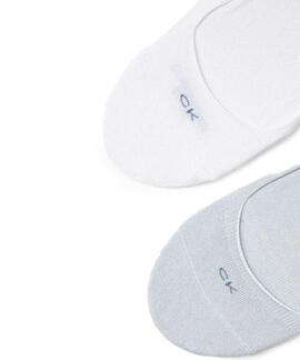 PIMKIES DE MUJER CK FOOTIE LOW CUT 2 PARES CELESTE Y BLANCO