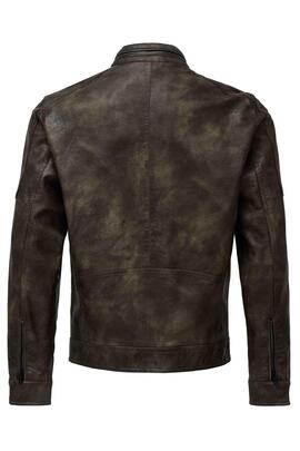 CAZADORA BIKER DE ECOPIEL MARRÓN