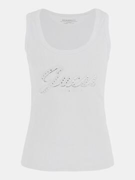 TOP SIN MANGAS RAISSA SLIM FIT CON LOGOTIPO BORDADO BLANCO