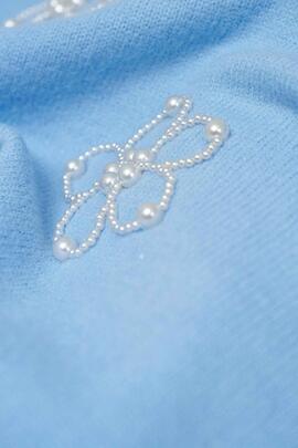 JERSEY DE PUNTO CELESTE CON PERLAS