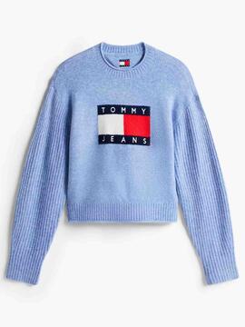 JERSEY RELAXED FIT AZUL JASPEADO CON LOGO