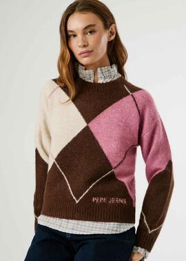 JERSEY DE ROMBOS CECILY 899 CHOCOLAT BROWN