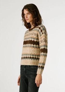 JERSEY DE PUNTO FAIRISLE CELESTINE 899 CHOCOLATE BROWN