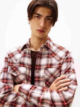 CAMISA DE FRANELA WESTERN REGULAR FIT TARTÁN MARRÓN