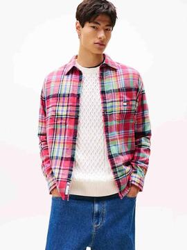 SOBRECAMISA DE FRANELA OVERSIZE RELAXED FIT CUADROS MULTICOL