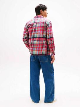 SOBRECAMISA DE FRANELA OVERSIZE RELAXED FIT CUADROS MULTICOL