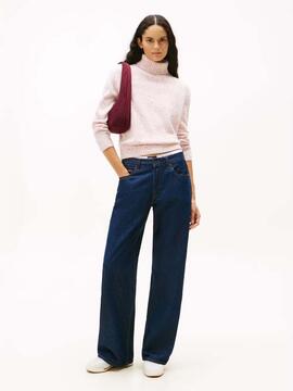 JERSEY CUELLO CISNE RELAXED FIT LANA JASPEADA ROSA PÁLIDO