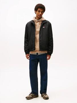 CHAQUETA ACOLCHADA RELAXED FIT NEGRA IMPERMEABLE