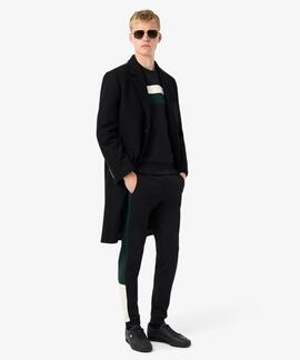 SUDADERA DE FELPA COLOR BLOCK NEGRO, BLANCO, VERDE