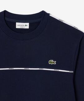 SUDADERA DE FELPA CON RIBETE DE LOGOTIPO AZUL MARINO
